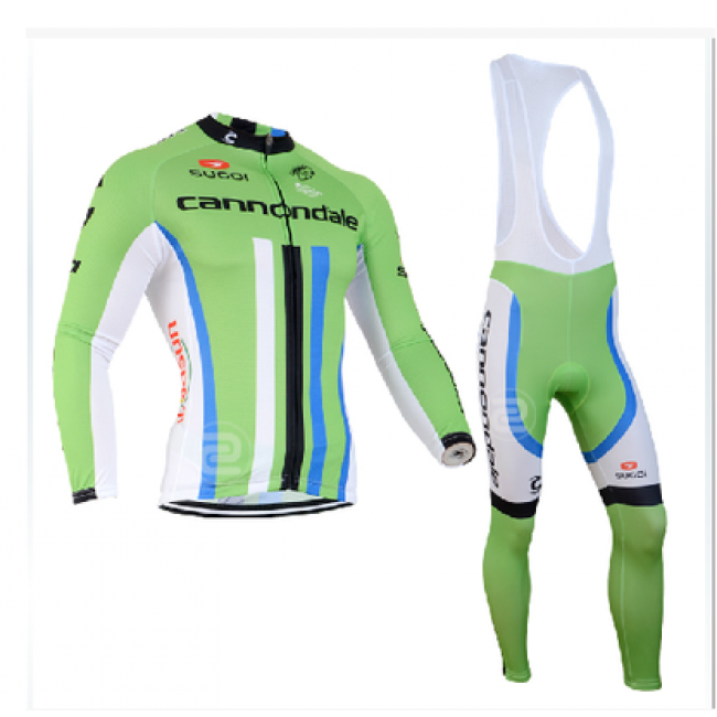 2014 Cannondale Fietskleding Fietsshirt Lange Mouwen+lange fietsbroeken Bib Blauw Zwart Wit 1434