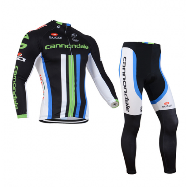 2014 Cannondale Fietskleding Fietsshirt lange mouw+lange fietsbroeken Wit Groen Blauw 1438