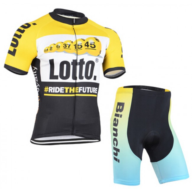 2015 Lotto Fietsshirt Korte Mouw+Bianchi Korte Fietsbroeken 1839