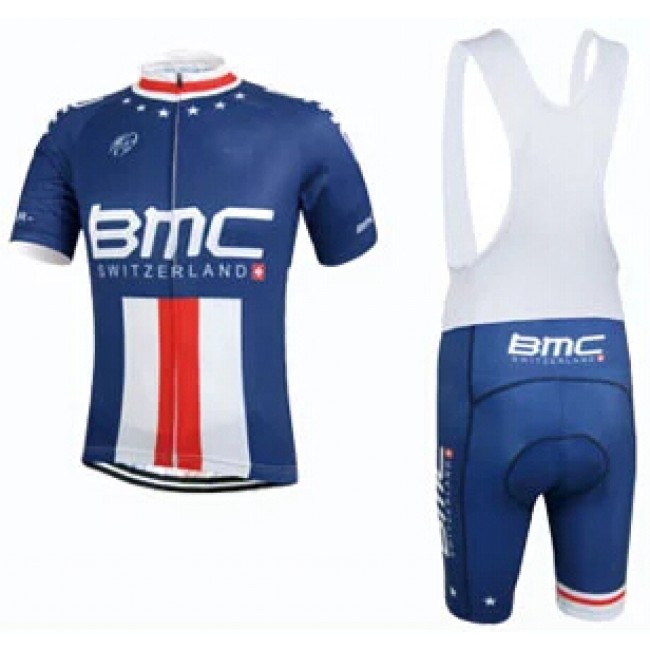 2015 BMC Proteam blauw Fietskleding Set Fietsshirt Korte Mouwen+Fietsbroek Bib Korte 1559