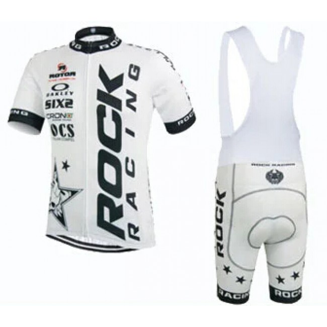 2015 Rock Racing wit Fietskleding Set Fietsshirt Korte Mouwen+Fietsbroek Bib Korte 2216