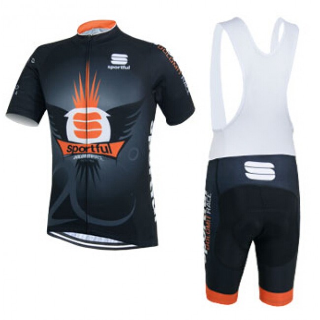 2015 Sportful orange zwart Fietskleding Set Fietsshirt Korte Mouwen+Fietsbroek Bib Korte 2268
