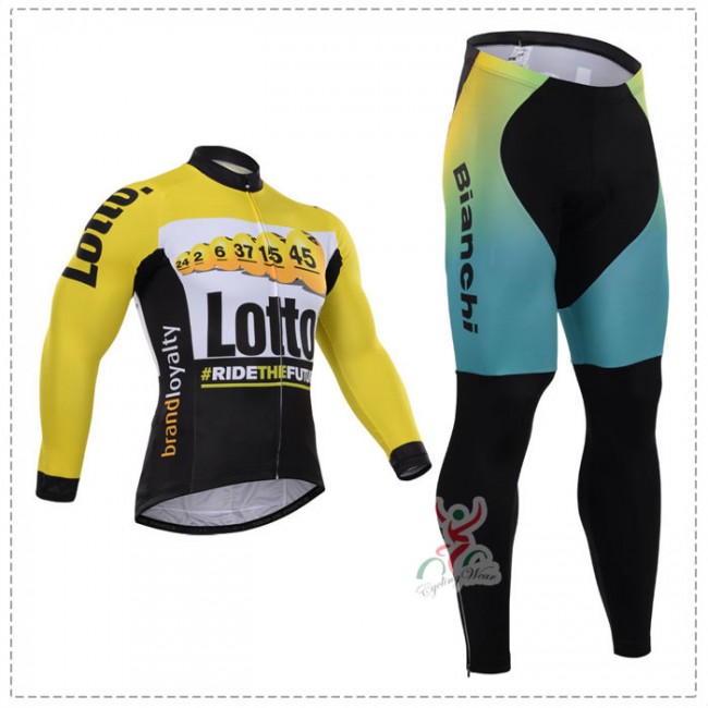 2015 Lotto Bianchi Fietskleding Fietsshirt lange mouw+Lange fietsbroeken 1845