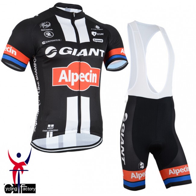 2015 GIANT ALPECIN Fietskleding Fietsshirt Korte Zwart+Korte Fietsbroeken Bib 1750