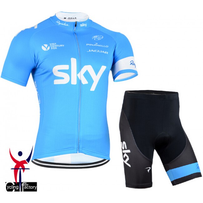 2015 Sky Fietsshirt Korte Mouw Zwart+Korte Fietsbroeken 2062