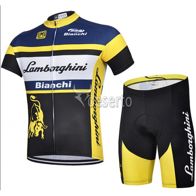 2015 Lamborghini Bianchi Fietsshirt Korte Mouw+Korte Fietsbroeken 1508