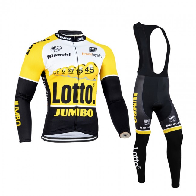 2015 Lotto Fietskleding Fietsshirt lange mouw+Lange fietsbroeken Bib 1855