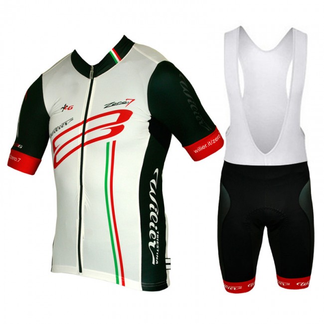 2015 WILIER Fietskleding Set Fietsshirt Korte Mouwen+Fietsbroek Bib Korte wit zwart 2281