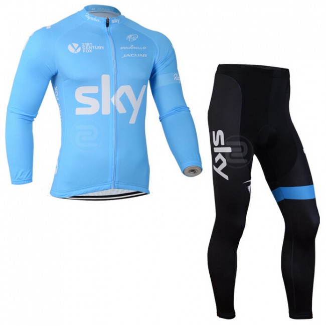 2014 Sky Fietskleding Fietsshirt lange mouw+Lange fietsbroeken Zwart 1350