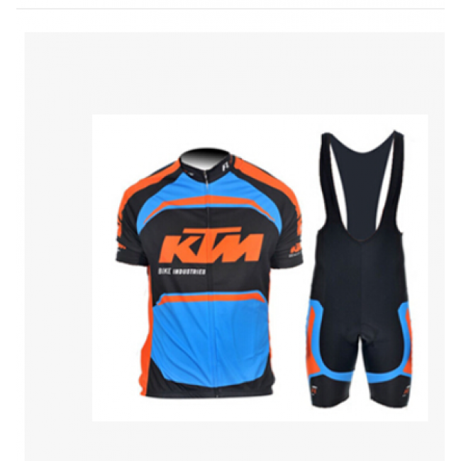 2015 KTM Proteam blauw zwart Fietskleding Set Fietsshirt Korte Mouwen+Fietsbroek Bib Korte 2164
