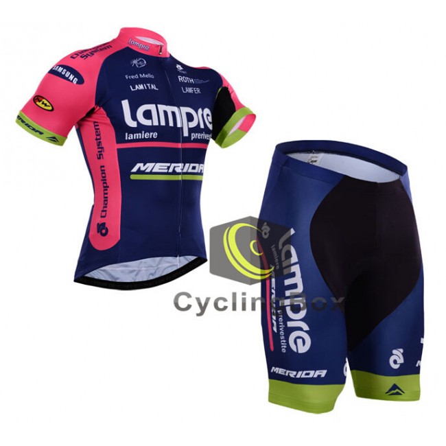 2015 Lampre Merida Fietskleding Set Fietsshirt Korte Mouwen+Fietsbroek Korte 2354