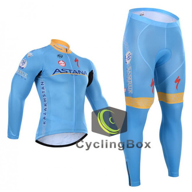 2015 Astana Fietskleding set Fietsshirt Lange Mouwen+lange fietsbroeken 2121