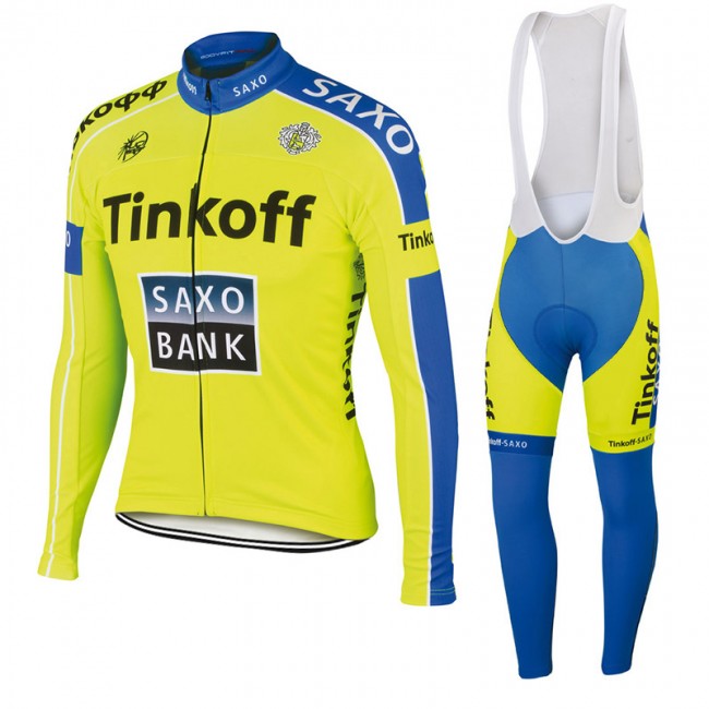 2015 Saxo Bank Tinkoff Fietskleding Fietsshirt lange mouw+Lange fietsbroeken Bib 1974