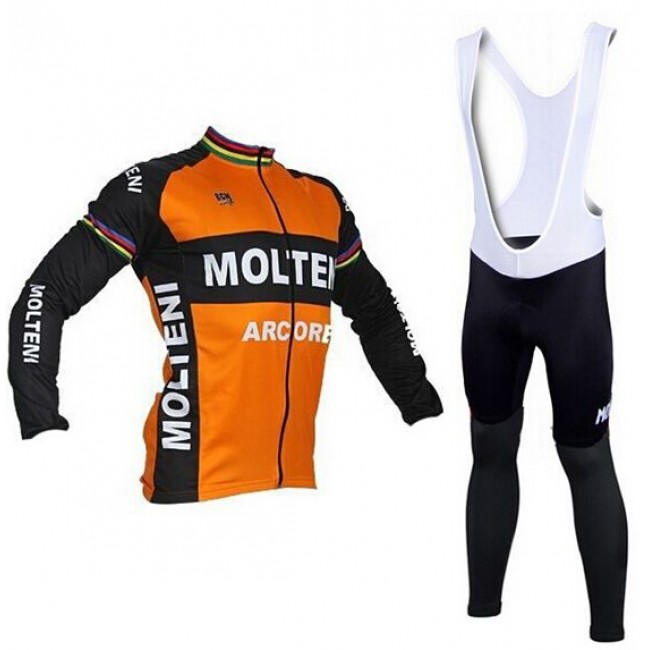 2015 MOLTENI Santini orange Fietskleding Fietsshirt lange mouw+Lange fietsbroeken Bib 2477