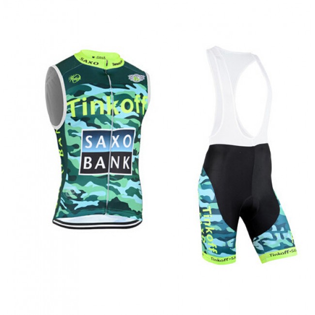 2015 Tinkoff Saxo Bank Camouflage Fietsshirt Zonder Mouwen+Korte Fietsbroeken Bib 2471