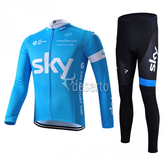 2015 Sky Fietskleding Fietsshirt lange mouw+Lange fietsbroeken 2076