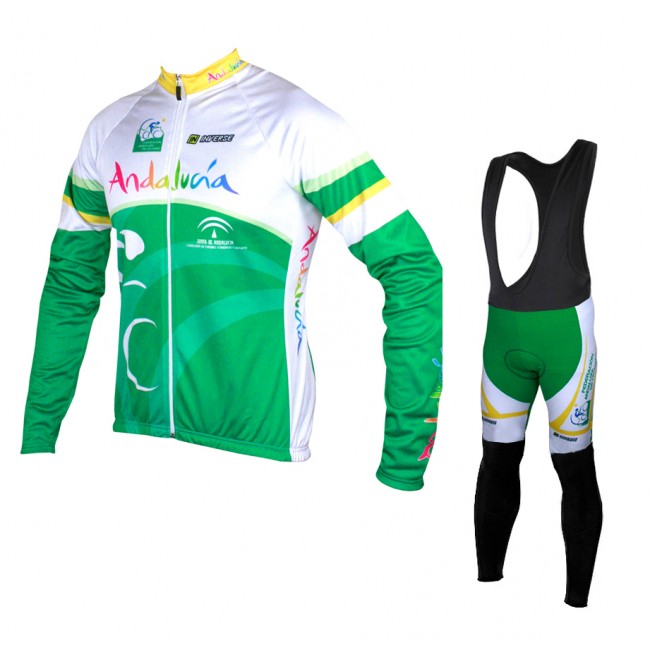 2015 Andalucia Fietskleding Fietsshirt lange mouw+Lange fietsbroeken Bib 2569