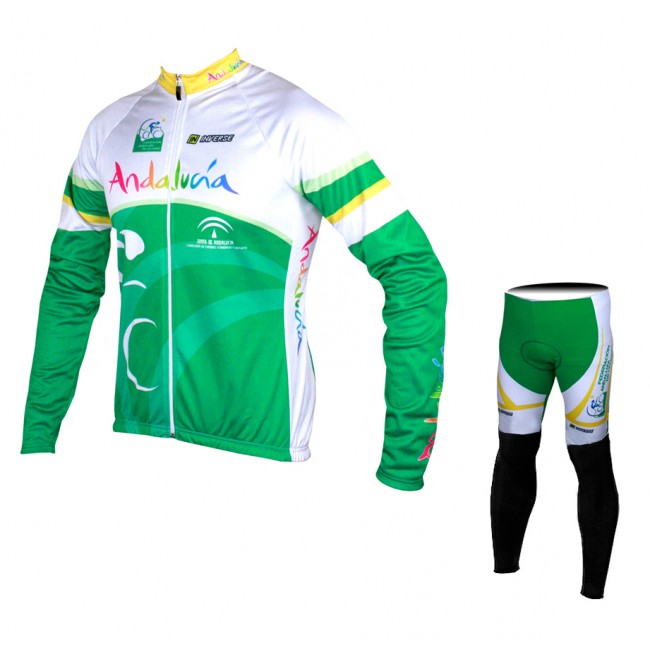 2015 Andalucia Fietskleding Fietsshirt lange mouw+Lange fietsbroeken 2571