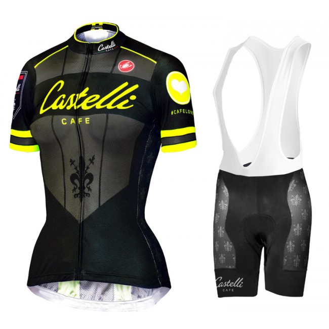 2015 Dames Castelli CAFE Fietskleding Fietsshirt Korte+Korte fietsbroeken Bib 3598