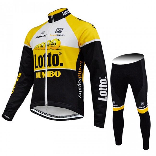 2015 Lotto Jumbo Fietskleding Fietsshirt lange mouw+Lange fietsbroeken 1850