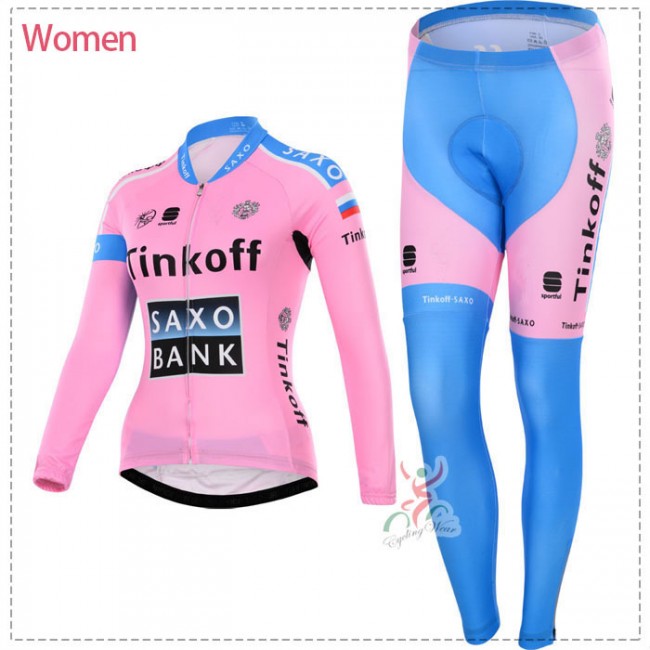 2015 Tinkoff saxo bank Dames Fietskleding Fietsshirt lange mouw+Lange fietsbroeken 3649