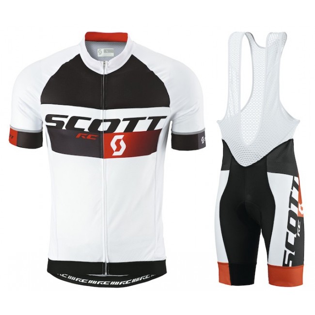 2015 Scott RC Pro zwart-wit-rood Fietskleding Set Fietsshirt Korte Mouwen+Fietsbroek Bib Korte 2239