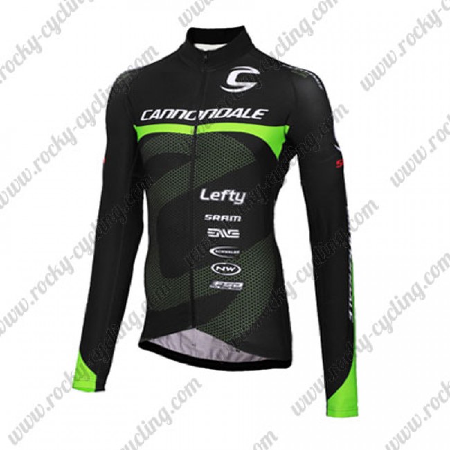 2016 Team Cannondale Winter Fietsshirt lange mouw Zwart Groen 2016001