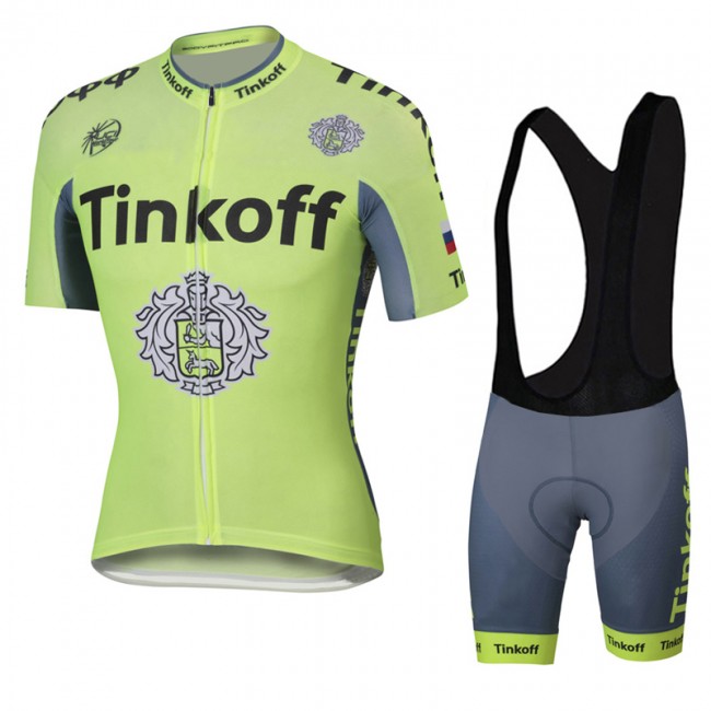 2016 Tinkoff Saxo Bank Fluo Light Green Fietskleding Fietsshirt Korte+Korte fietsbroeken Bib 2016036110