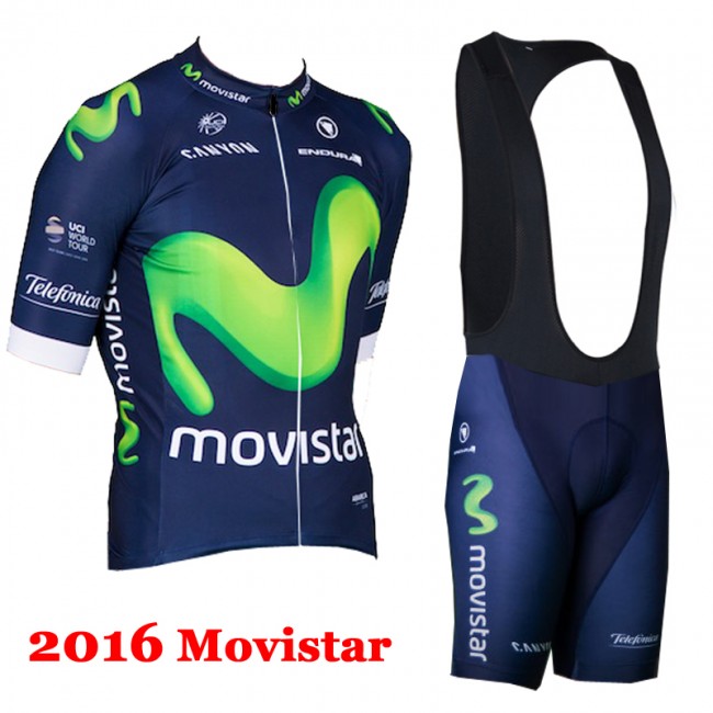 2016 Movistar Fietskleding Fietsshirt Korte+Korte fietsbroeken Bib 2016036106