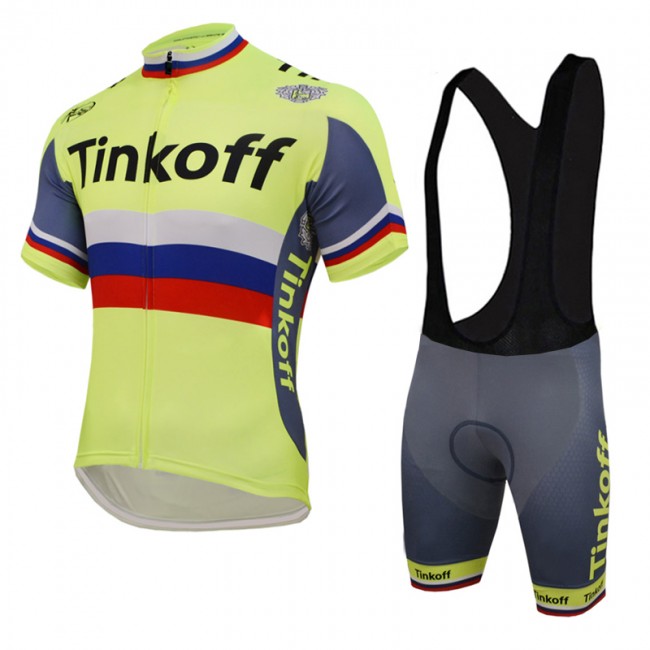 2016 Tinkoff Saxo Bank Russo Fluo Light Fietskleding Fietsshirt Korte+Korte fietsbroeken Bib 2016036121
