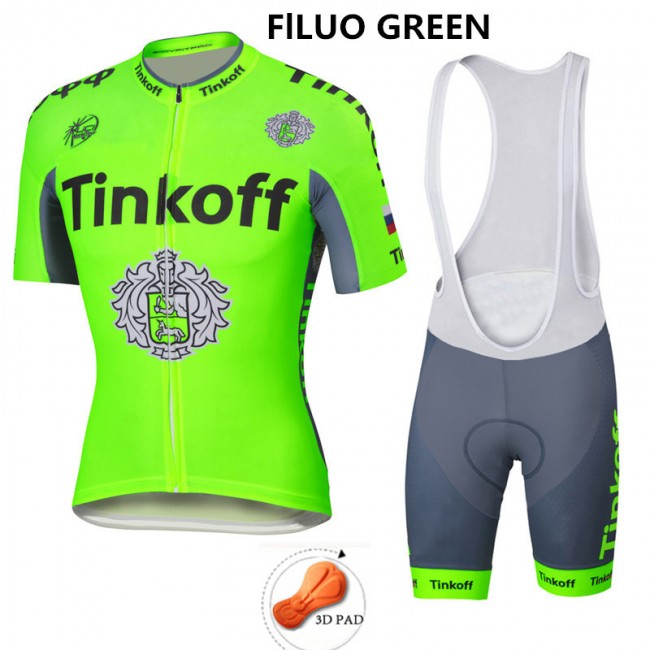 2016 Tinkoff Saxo Bank Fluo Green Fietskleding Fietsshirt Korte+Korte fietsbroeken Bib 2016036067