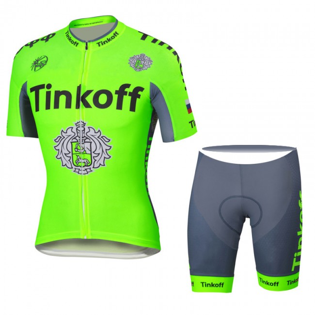2016 Tinkoff Saxo Bank Fluo Green Fietskleding Fietsshirt Korte+Korte fietsbroeken 2016036069
