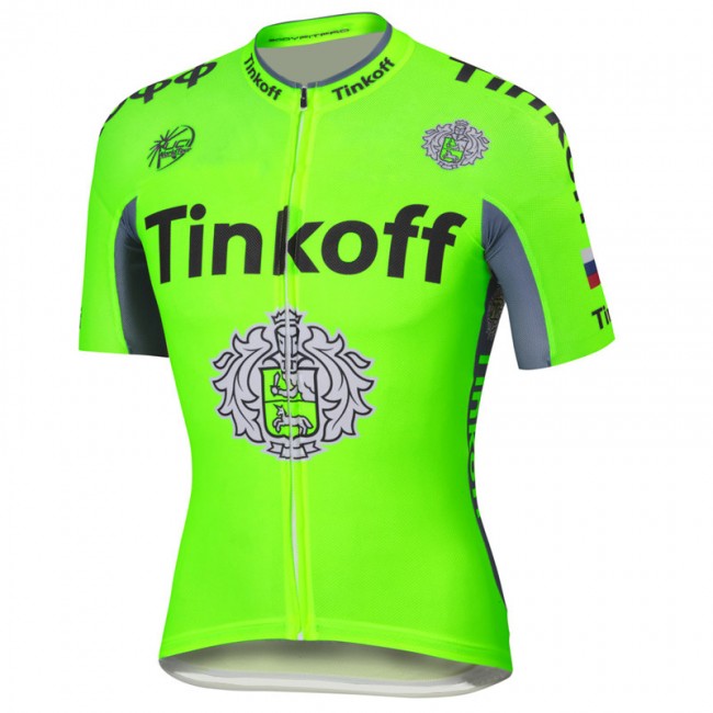 2016 Tinkoff Saxo Bank Fluo Green Fietsshirt Korte Mouw 2016036070