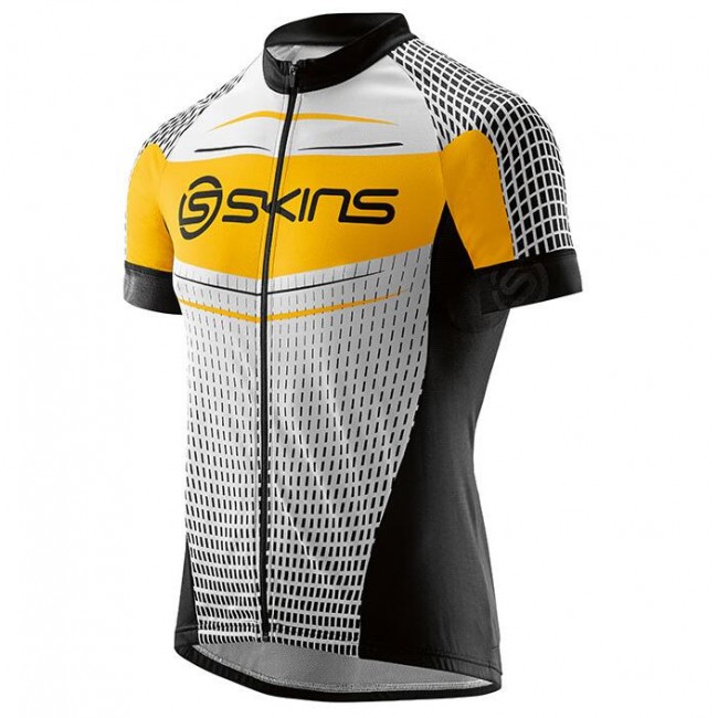 2016 Skins Promo Fietsshirt Korte Mouw zwart wit geel 2016036657