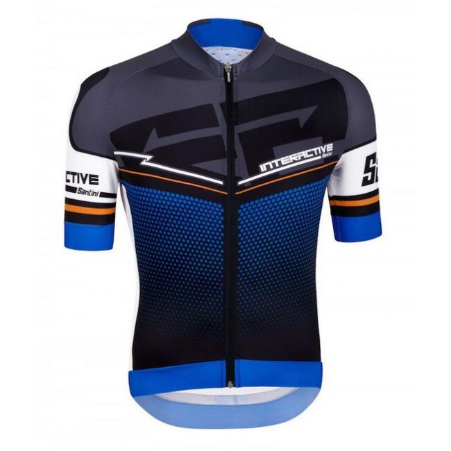 2016 Santini Interactive 30 zwart blauw Fietsshirt Korte Mouw 2016036614