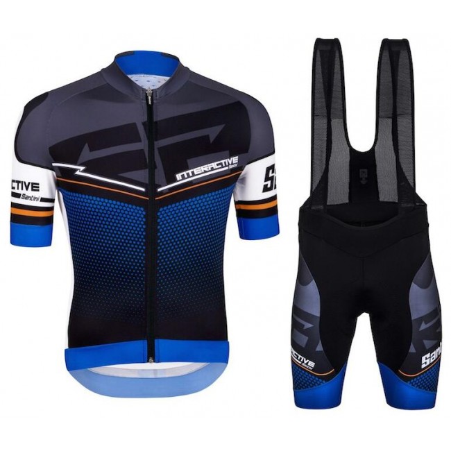 2016 Santini Interactive 30 zwart blauw Fietskleding Fietsshirt Korte+Korte Fietsbroeken Bib 2016036616