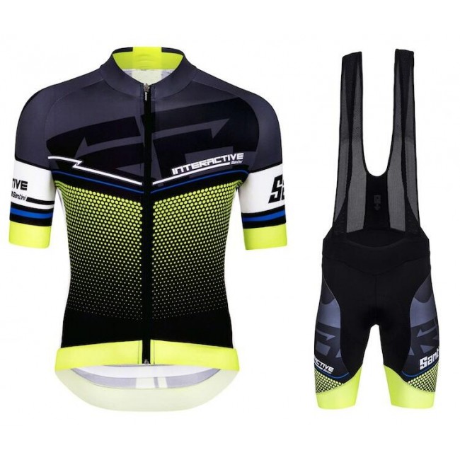 2016 Santini Interactive 30 zwart groen Fietskleding Fietsshirt Korte+Korte Fietsbroeken Bib 2016036619