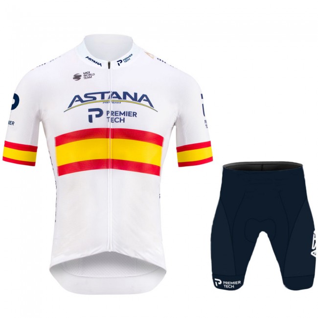 Spanish Astana Pro 2021 Team Fietskleding Fietsshirt Korte Mouw+Korte Fietsbroeken Bib 20210343