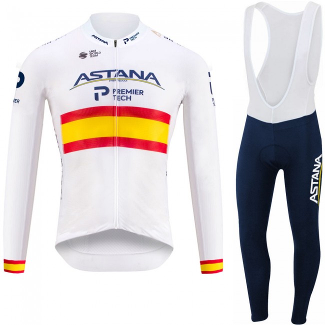 Spanish Astana Pro Team 2021 Fietskleding Fietsshirt Lange Mouw+Lange Fietsbroek Bib 20210350