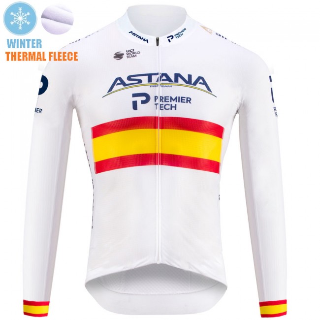 Spanish Winter Fleece Astana Pro Team 2021 Wielerkleding Fietsshirt Korte Mouw 20210353