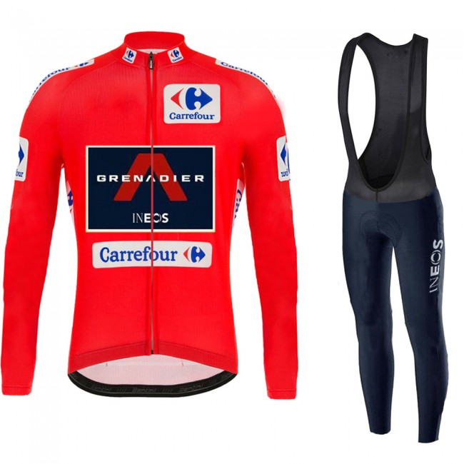 INEOS Grenadier Spanish Pro Team 2021 Fietskleding Fietsshirt Lange Mouw+Lange Fietsbroek Bib 20210456