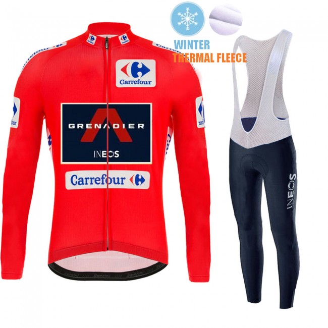 Winter Fleece INEOS Grenadier Spanish Pro Team 2021 Fietskleding Fietsshirt Lange Mouw+Lange Fietsbroek Bib 20210463