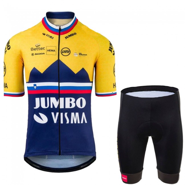 Jumbo Visma SLovenia Pro 2021 Team Fietskleding Fietsshirt Korte Mouw+Korte Fietsbroeken Bib 20210371