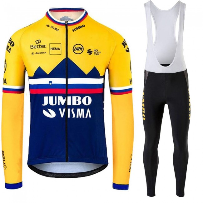 Jumbo Visma SLovenia Pro Team 2021 Fietskleding Fietsshirt Lange Mouw+Lange Fietsbroek Bib 20210378
