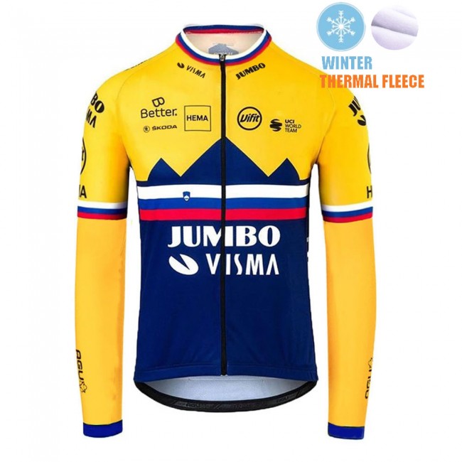 Winter Fleece Jumbo Visma SLovenia Pro Team 2021 Wielerkleding Fietsshirt Korte Mouw 20210381