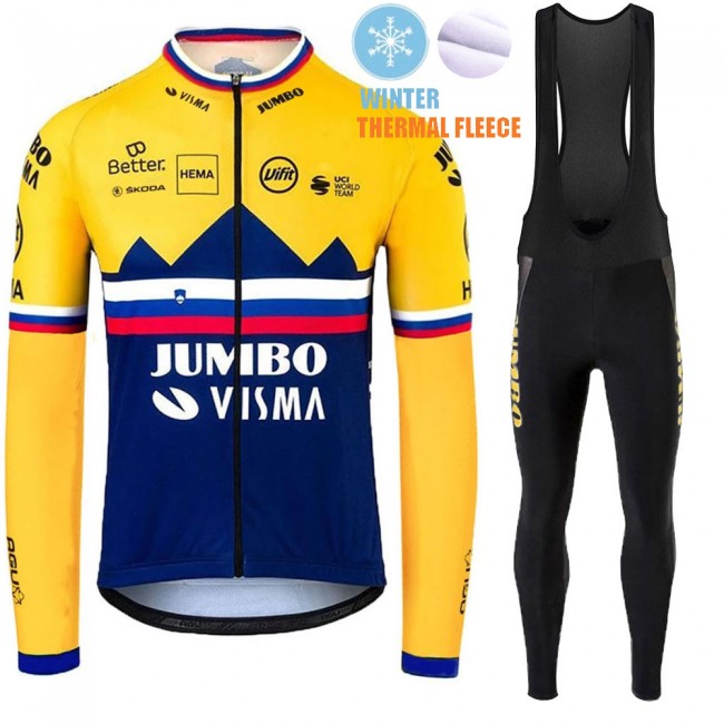 Winter Fleece Jumbo Visma SLovenia Pro Team 2021 Fietskleding Fietsshirt Lange Mouw+Lange Fietsbroek Bib 20210386