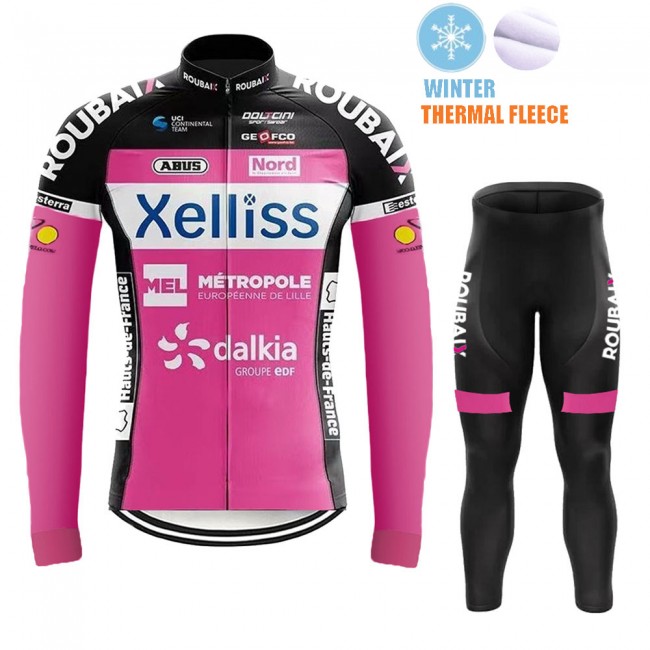 Winter Fleece Xelliss Pro Team 2021 Fietskleding Fietsshirt Lange Mouw+Lange Fietsbroek Bib 20210414