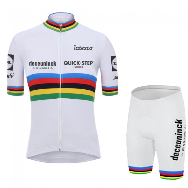 White Champion Quick Step Pro Team 2021 Fietskleding Fietsshirt Korte Mouw+Korte Fietsbroeken Bib 20210613