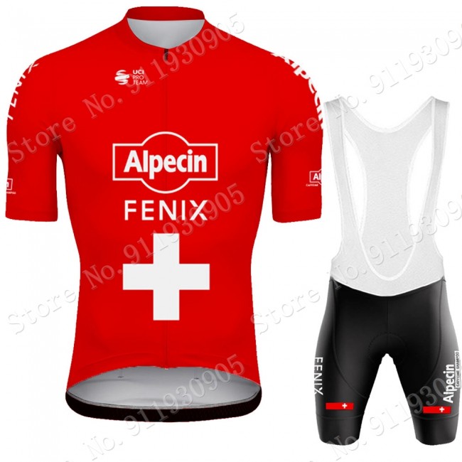 Alpecin Fenix Swiss Pro Team 2021 Fietskleding Fietsshirt Korte Mouw+Korte Fietsbroeken Bib 70605