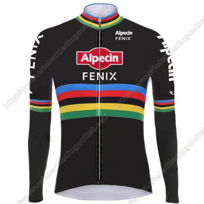 2021 Alpecin Fenix World Champion zwart Fietsshirt Lange Mouw 86